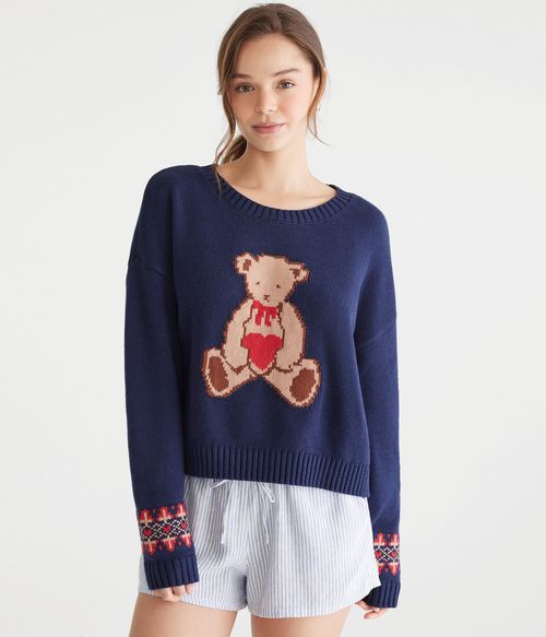 Teddy Bear Slouchy Crew Sweater