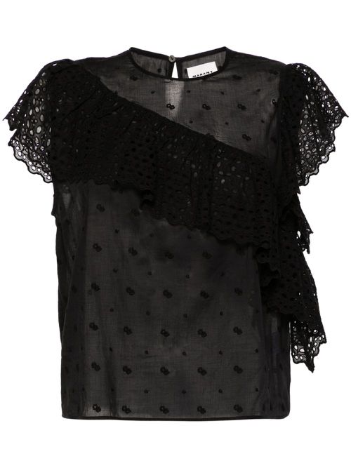 MARANT ÉTOILE 여성 Sorani broderie-anglaise blouse - Black HT0368FAB1J10E