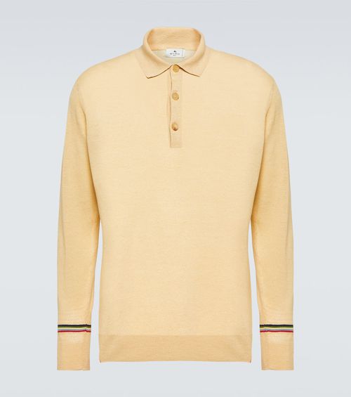 Linen and cotton polo sweater