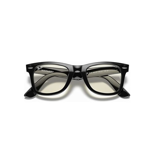 Ray-Ban Wayfarer Clear Evolve Sunglasses Shiny Black Frame Grey Lense
