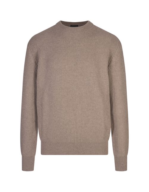 Taupe Oasi Cashmere Crew Neck Sweater