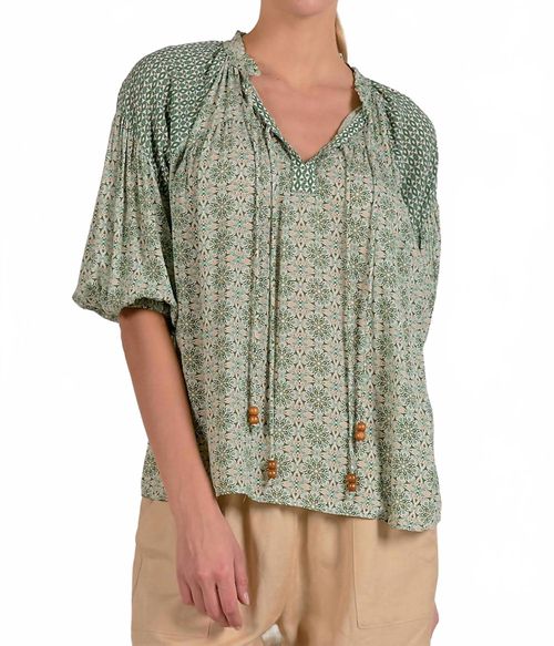 Boho Peasant Top In Green