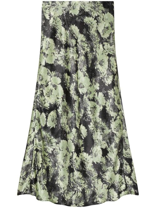 Floral Printed Skirt — green
