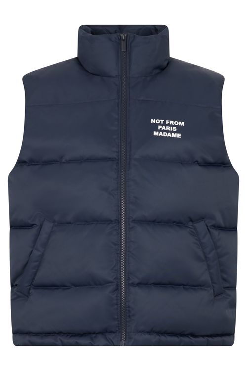 Drôle De Monsieur Men's Padded Gilet with High Collar, Zip Front & Side Pockets