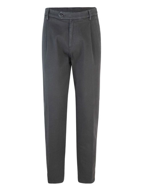 Pleated-pocket cotton-blend trousers - Grey