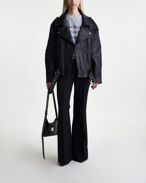 Acne Studios Jacket Crinkle Leather Biker Black