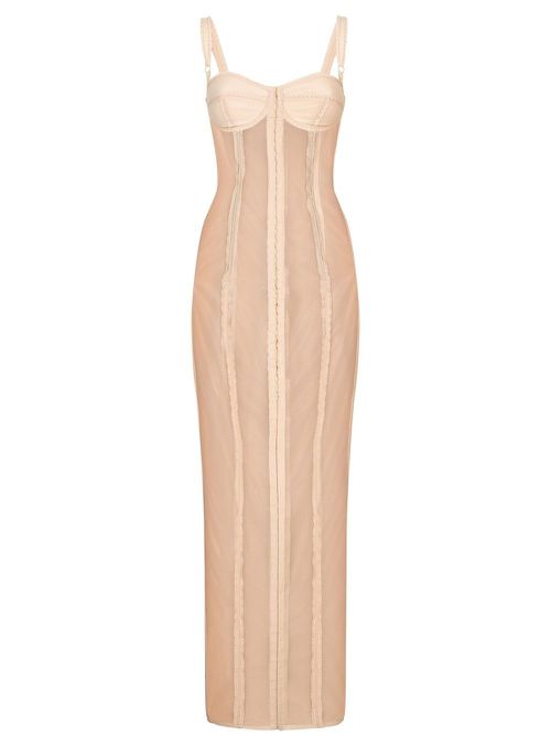 KIM DOLCE&GABBANA semi-sheer bustier midi dress - Neutrals