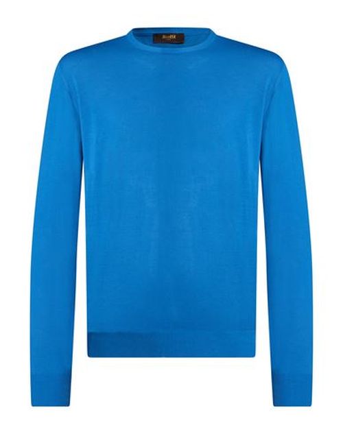Man Sweater Light blue Size 36 Cotton