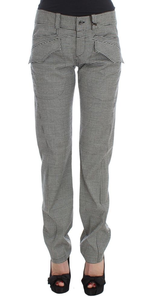 Checkered Cotton Blend Trousers — Black