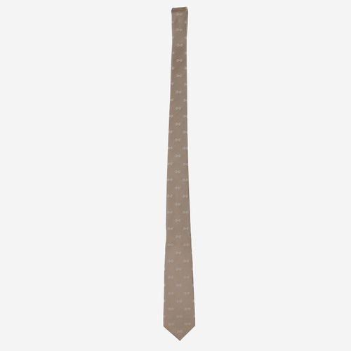 Silk Morsetto Print Necktie — Beige