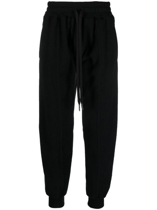Drawstring cashmere track pants - Black