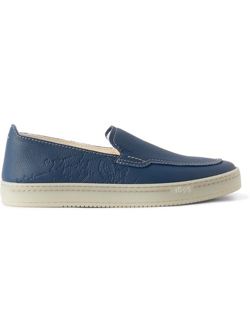 벨루티 남성 Eden Scritto Full-Grain Leather Loafers - Men - Blue - UK 8 0400639965280