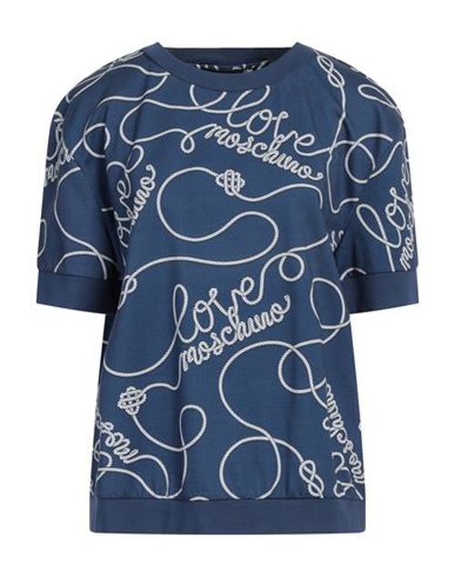 Love Moschino Woman Sweatshirt Navy Size 8 Cotton, Elastane