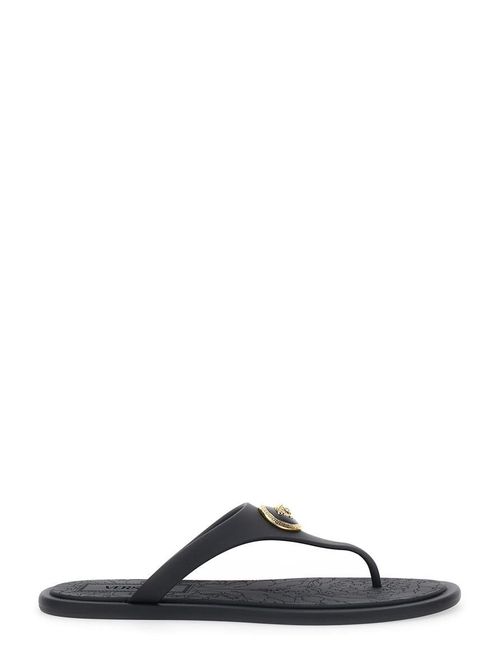Black Slides With Medusa Detail In Rubber Woman