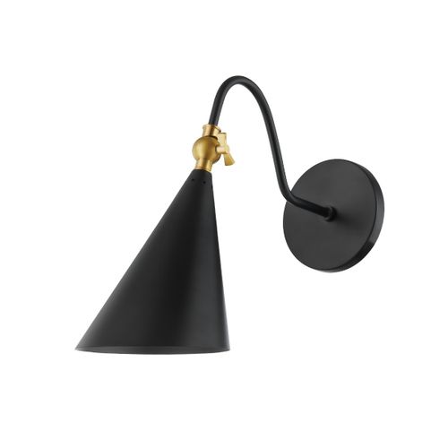 Aged Brass Soft Black One Light Wall Sconce from the Lupe Collection