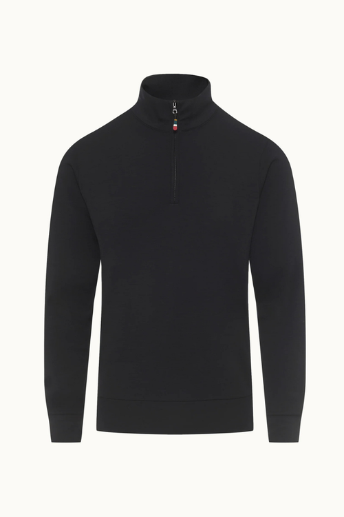 Half-Zip Recycled Polyester Sweatshirt — Black