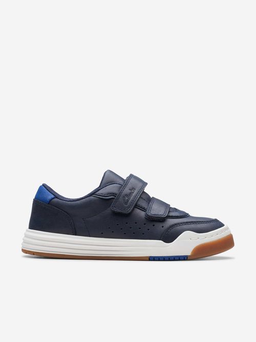 Clarks Kids Leather Urban Solo Trainers in Navy EU 20 UK 4 Blue