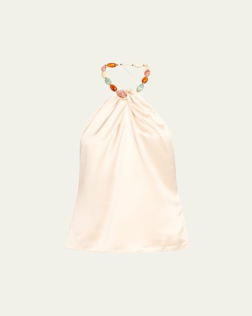 Milani Beaded Satin Halter Top
