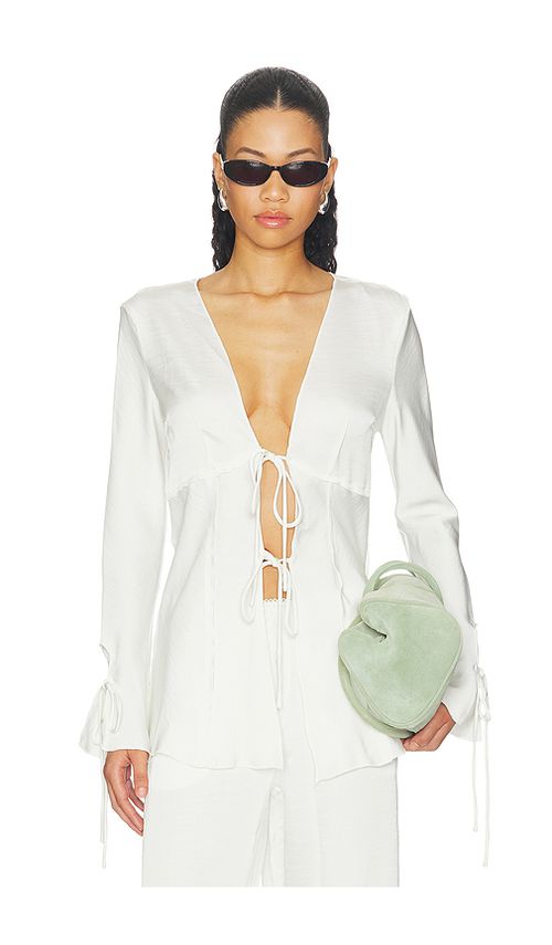 LIONESS Veil Long Sleeve Top in White. XXL. Also in L, M, S, XL