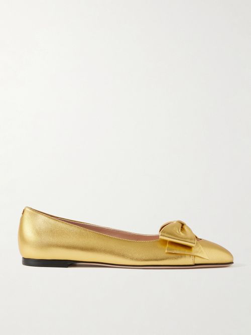Bowow Metallic Leather Ballet Flats - Gold