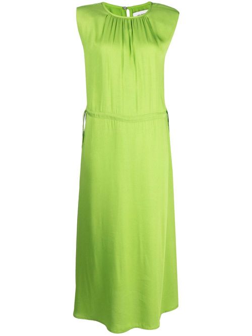 Pleat-detail mid-length dress - Green
