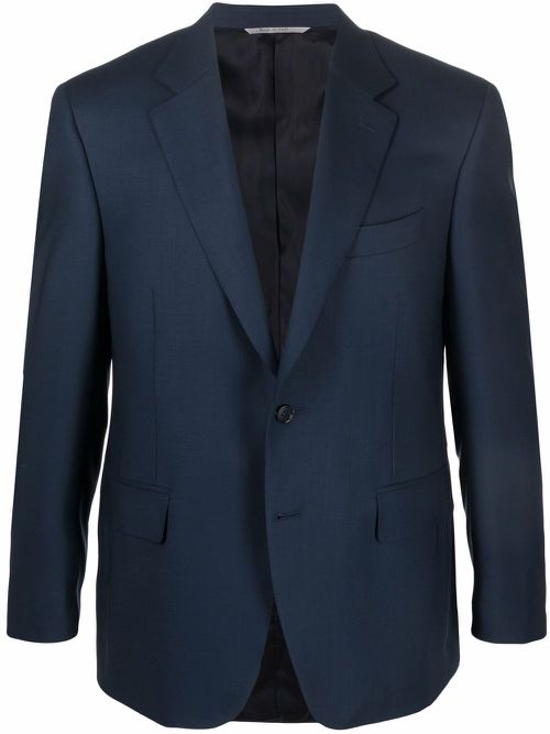 Single-breasted wool blazer - Blue