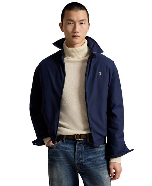 Men's Insulated Twill Bomber Water-Resistant Jacket - Navy