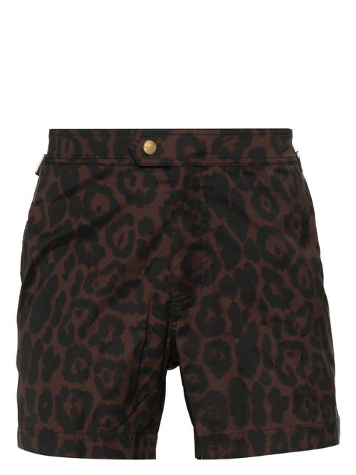 Cheetah-print swim shorts - Brown