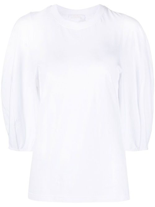 Embroidered-logo round-neck T-shirt - White