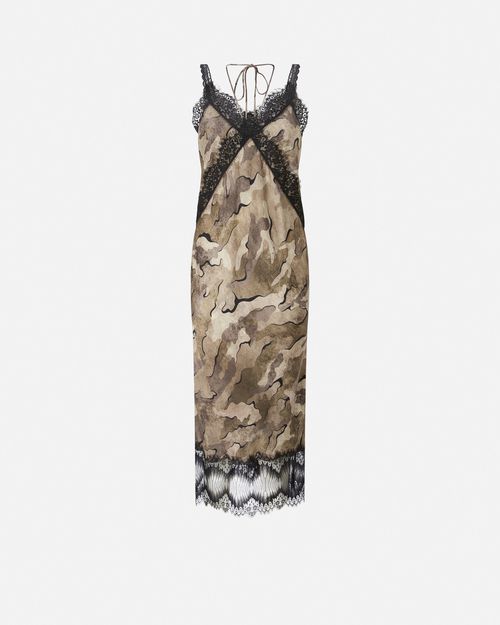 Camouflage midi slip dress with lace - 36