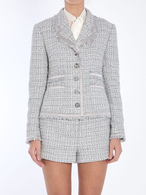 Jacket In Grey Lamé Bouclé