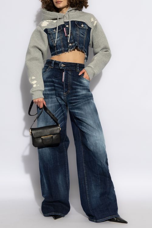 Jeans With Logo, Women's, Navy Blue