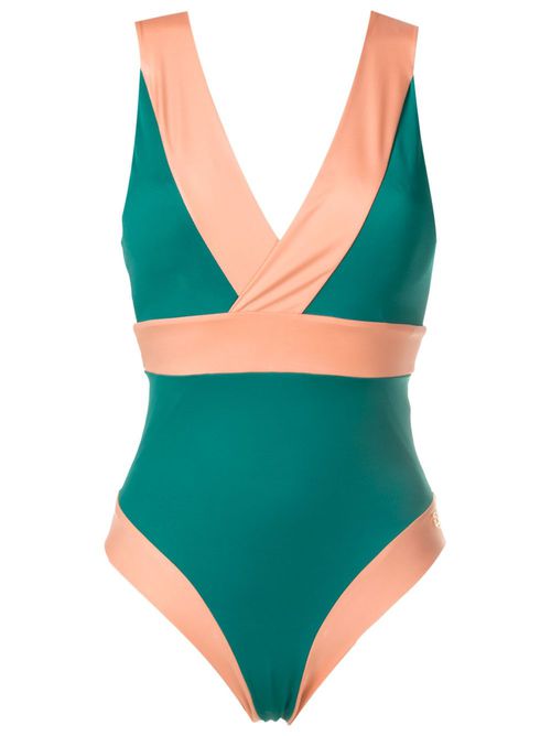 Two-tone one-piece swimsuit - Green