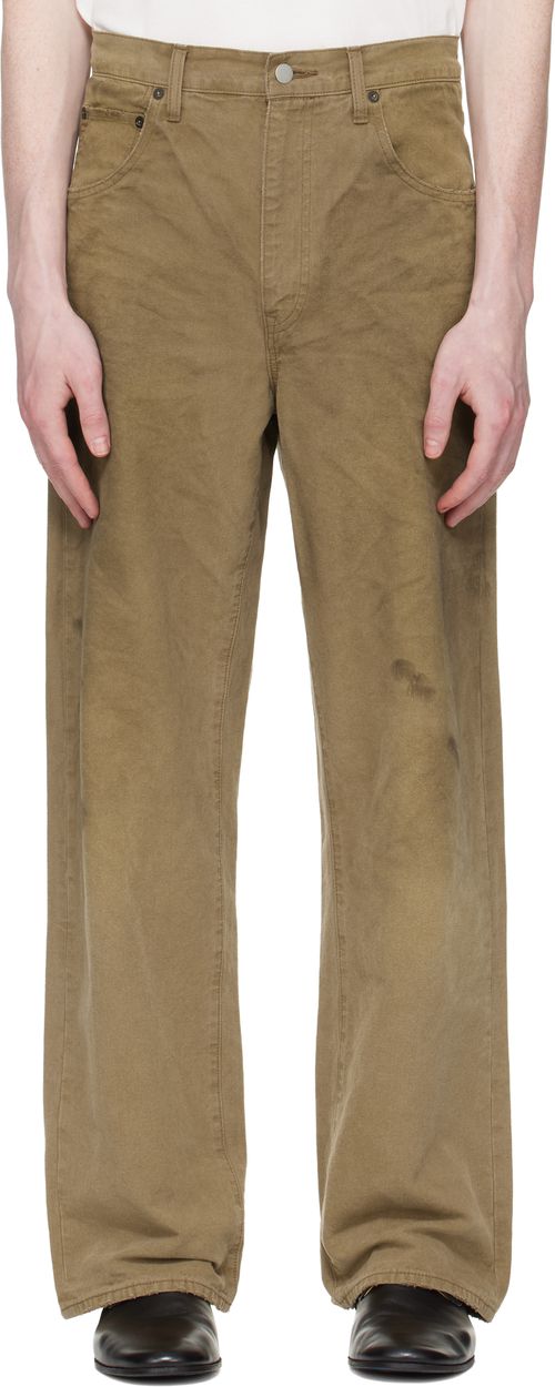Khaki Sulfur Dyed Oxford Vintage Wide Trousers