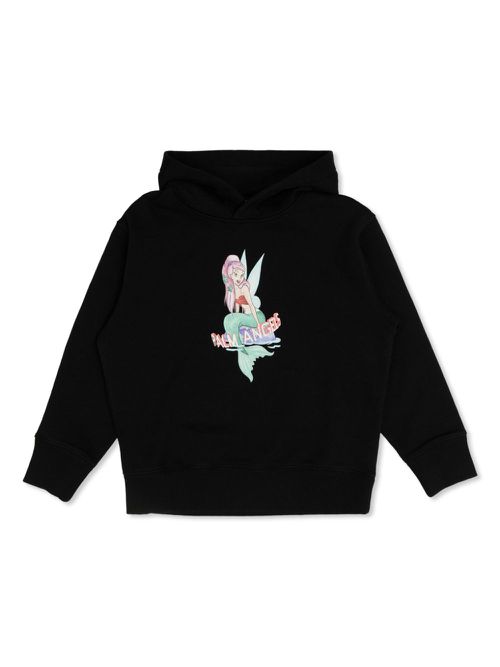 Mermaid-print hoodie - Black