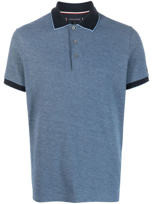 Logo-patch cotton polo shirt - Blue