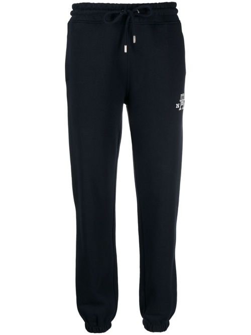 Monogram-embroidered cotton track pants - Blue