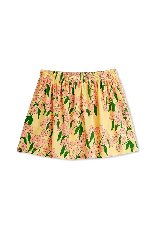 Floral Motif Skirt, Unisex, Yellow