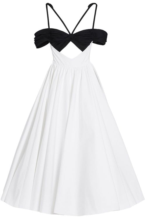 MAXI IVORY POPELINE DRESS AND BLACK TOP