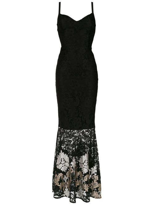 Lace long dress - Black