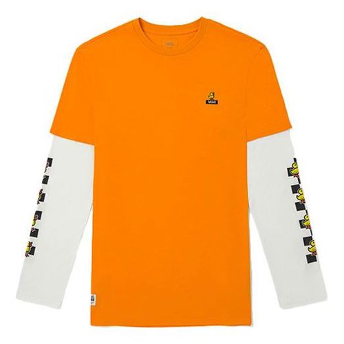 Small Yellow Printing Sports Long Sleeves Couple Style Orange