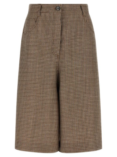 Prince of Wales Virgin Wool Bermuda Shorts — Brown