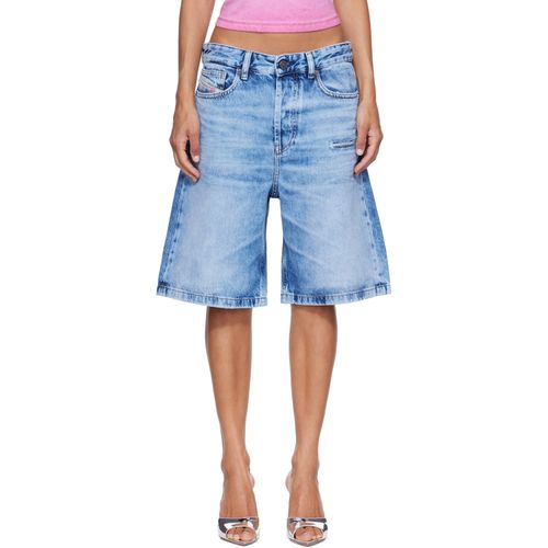 Blue Relaxed Fluid Denim Shorts