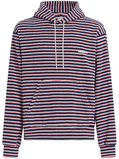 Layered striped hoodie - Blue