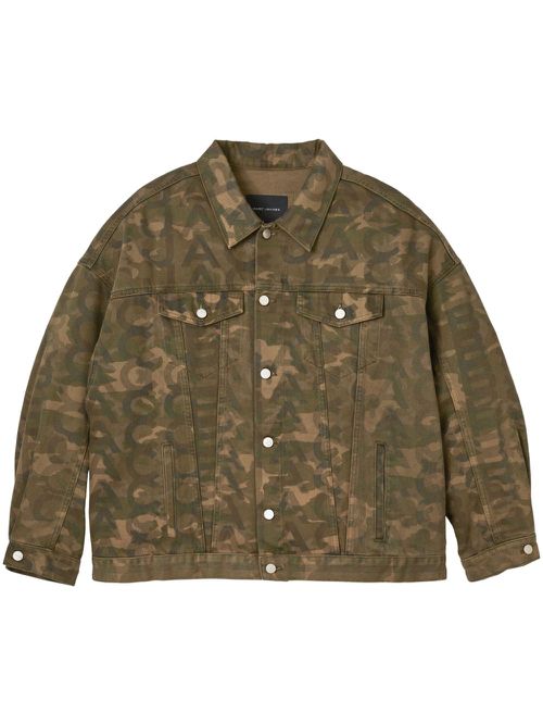 Camouflage-print denim trucker jacket - Green