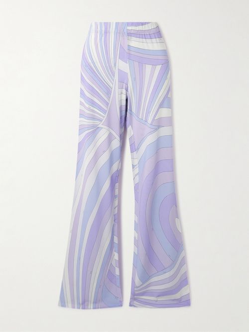 Iride Printed Satin-jersey Wide-leg Pants - Purple