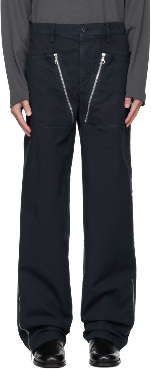 Navy Zip Trousers