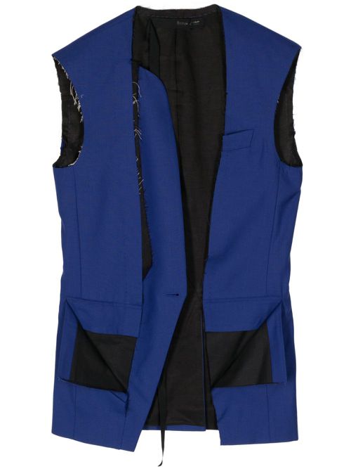 Panelled wool vest - Blue