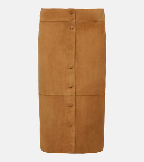High-rise leather midi skirt