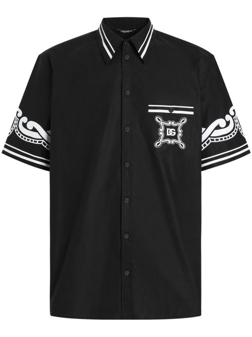 Printed poplin shirt - Black